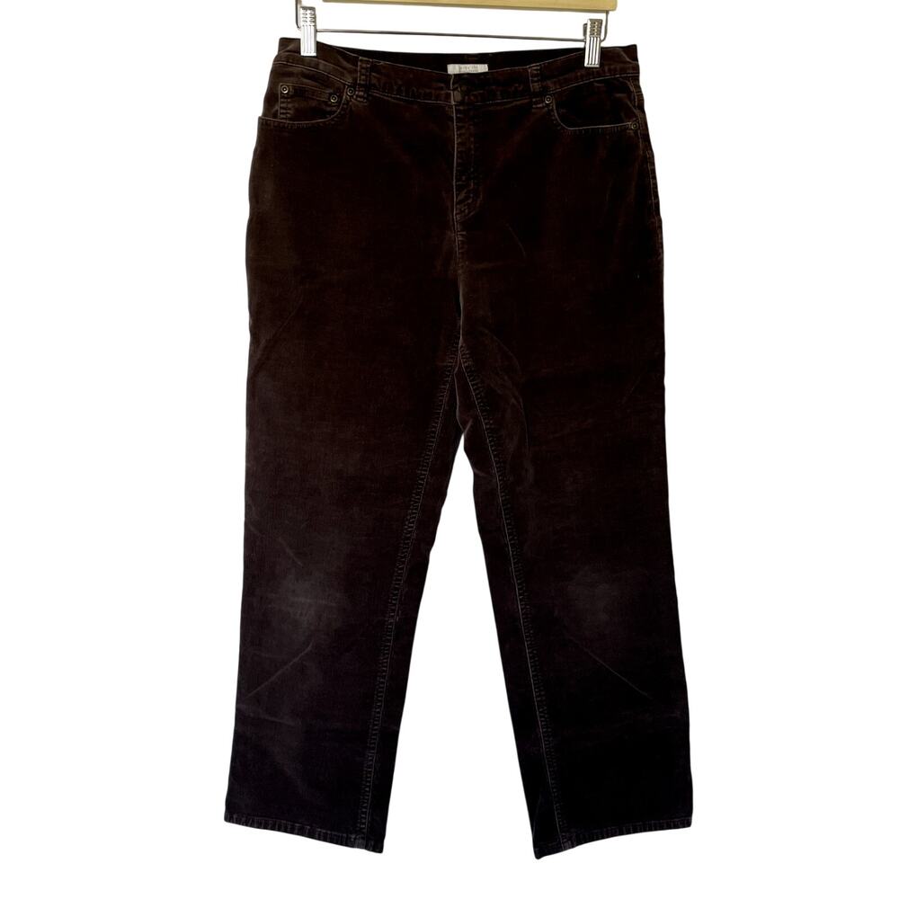 Charter Club laura fit full length chocolate brown corduroy trousers women's 10P